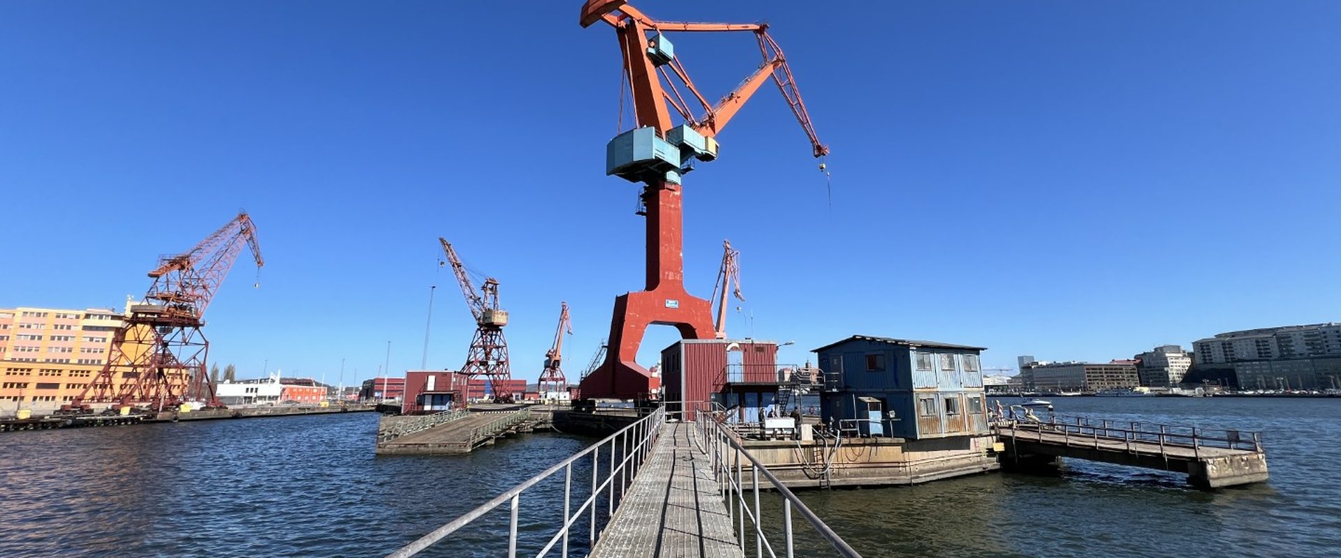 Pier walkway leading to cranes at Lundbyvassen